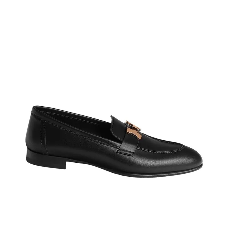 HERMES Paris Loafers Women's Black-1
