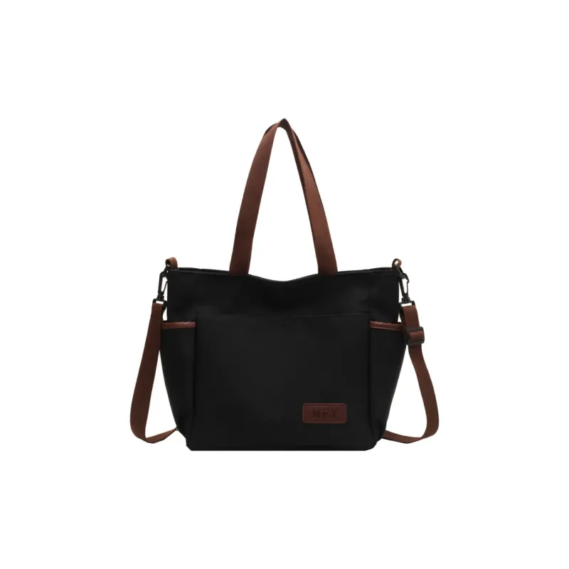 Travel Canvas Crossbody Bag Shoulder Bag Regular Women's Black/Ecru/Khaki-0