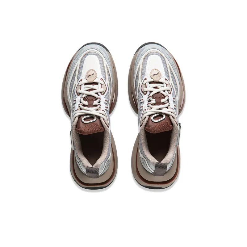 LiNing Project* Ethereal Space Cushioning Anti Slip And Wear Resistant Low Top Casual Shoes Women's Gray White-3