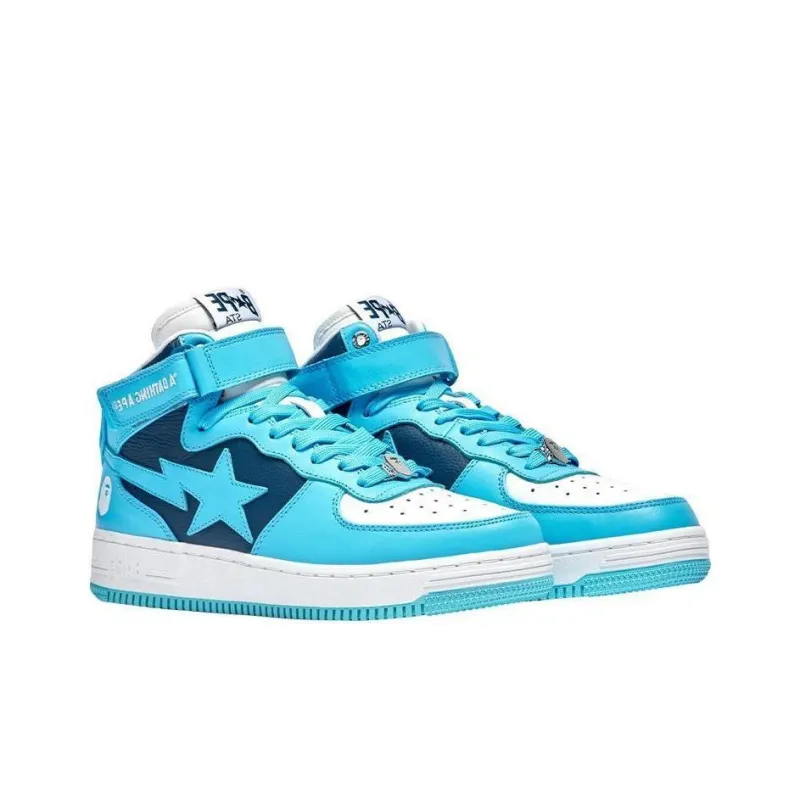 A BATHING APE Bape STA MI Stylish Skateboarding Shoes Women's Sky Blue-3