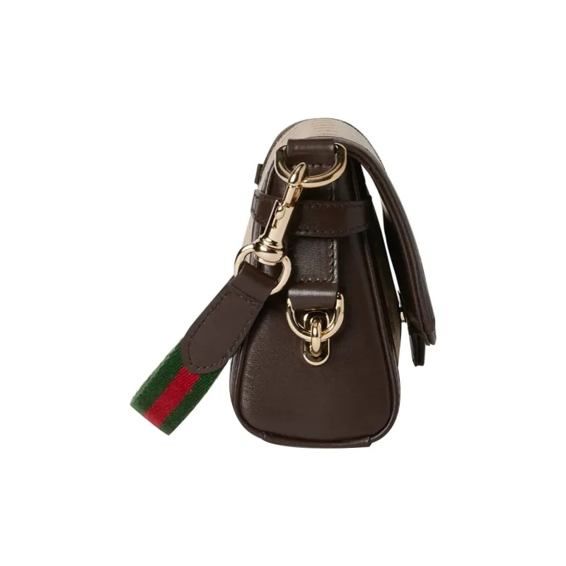 GUCCI Canvas With Leather Crossbody Bag, Shoulder Bag Women's Beige & Ebony-2