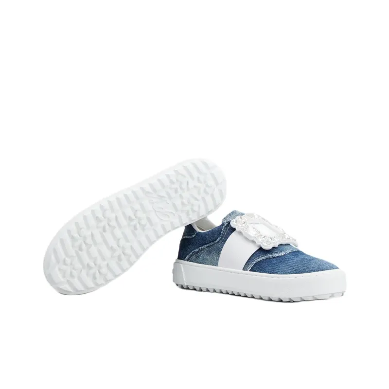 Roger Vivier Very Vivier Low Top Skateboard Shoes Women's Blue-4