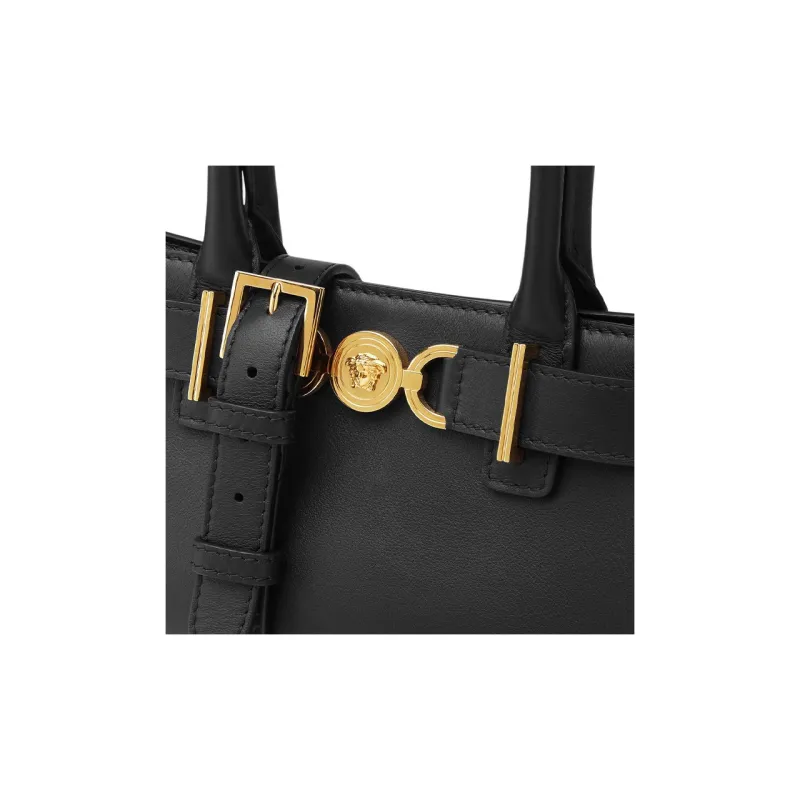 FANSIZHE Medusa '95 Leather Tote Bag, Shopping Bag, Handbag Small Size Women's Black & Gold-4