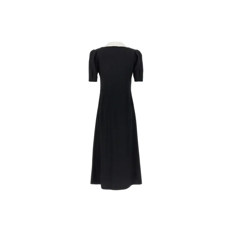 MIU MIU Embellished Short Sleeved Flared Dress-1