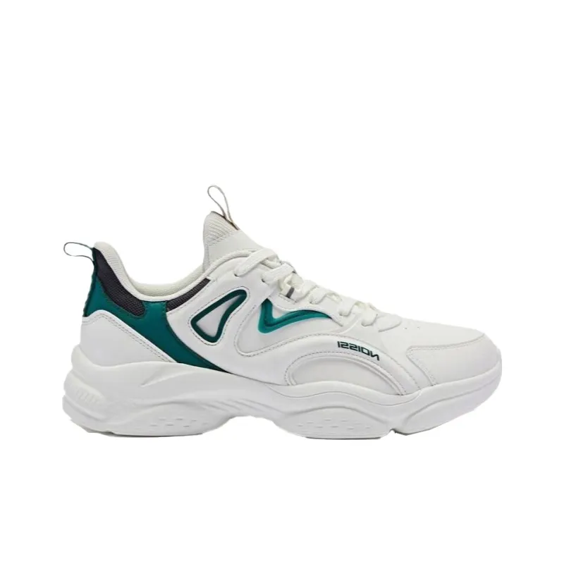 QIAODAN Cushioning Wear Resistant Low Top Casual Running Shoes Men's White Green-1