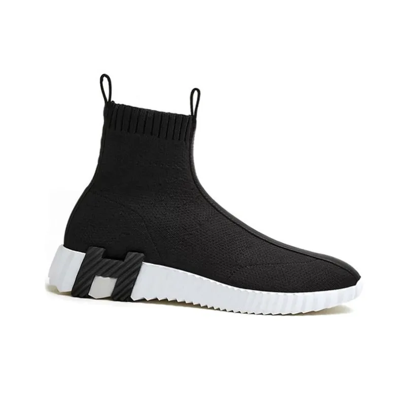HERMES Slip Resistant High Top Sports Casual Shoes Women's Black-1