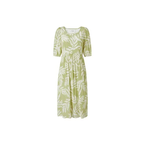 JZ. ANNAKRO Short-Sleeved Dresses Women's Floral Grass Green