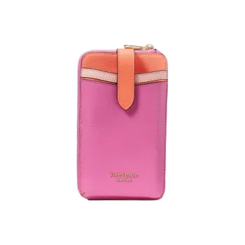 Kate Spade Saffiano Leather Cell Phone Pouch Shoulder Bag Crossbody Bag Women's Purple Coneflower With Multiple Flowers