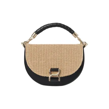 Chloe Marcie Raffia With Calfskin Handbag Shoulder Bag Crossbody Bag Women's Hot Sand Color