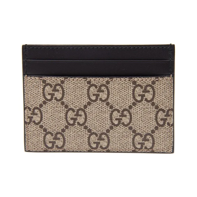 GUCCI Canvas With Leather Card Holder Card Holder Men's Ebony & Black-3