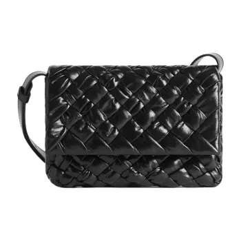 Bottega Veneta Cow Leather Messenger Bag Shoulder Bag Crossbody Bag Small Size Men's Black