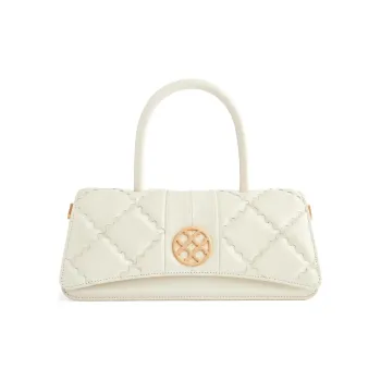 ORANGE CUBE Grained Leather Handbag Shoulder Bag Crossbody Bag Women's White