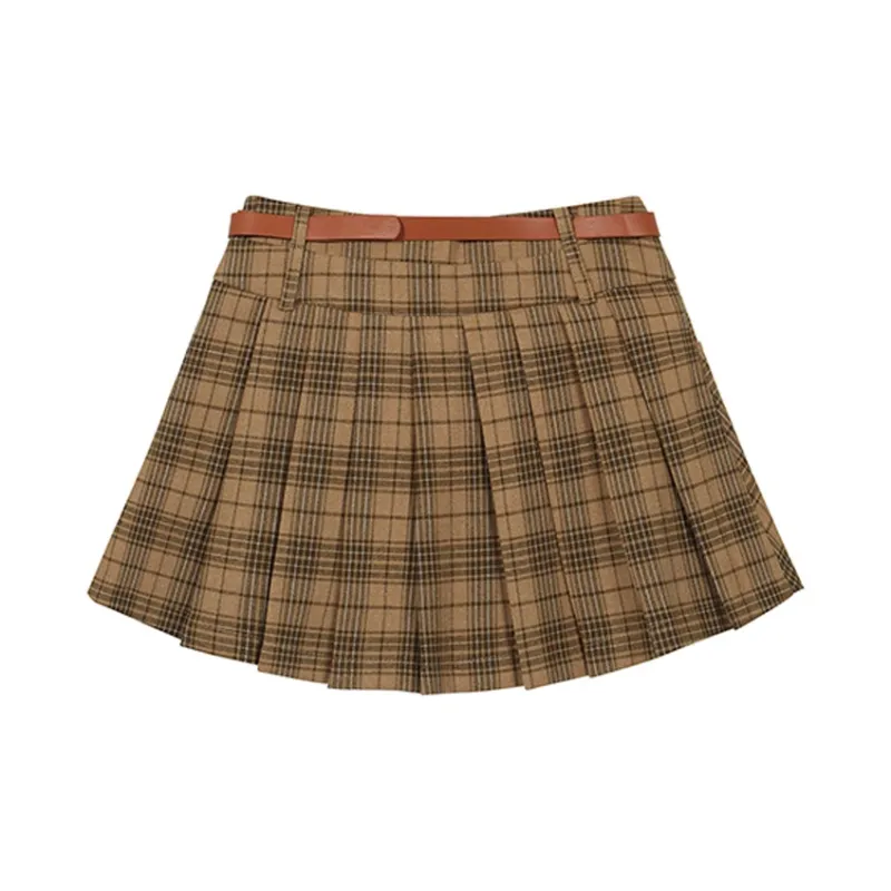 ETSE Casual Short Skirts Women's Plaid-1