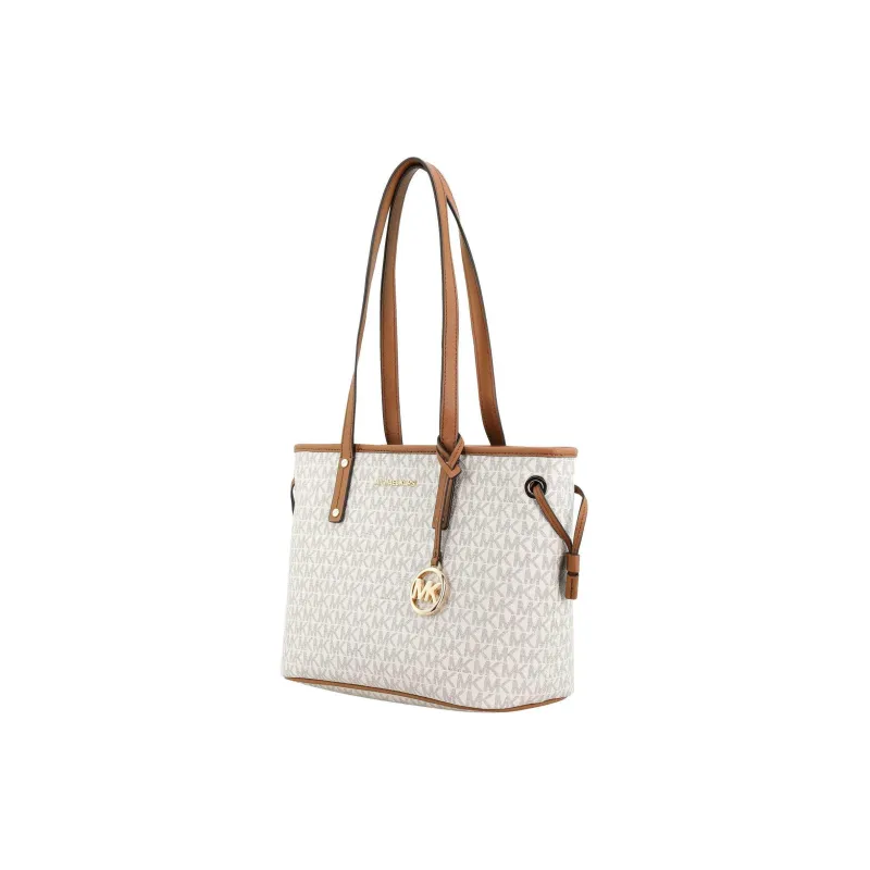 MICHAEL KORS Jet Set Travel Leather Tote Bag, Shopping Bag, Shoulder Bag, Handbag Regular Women's Vanilla White-1