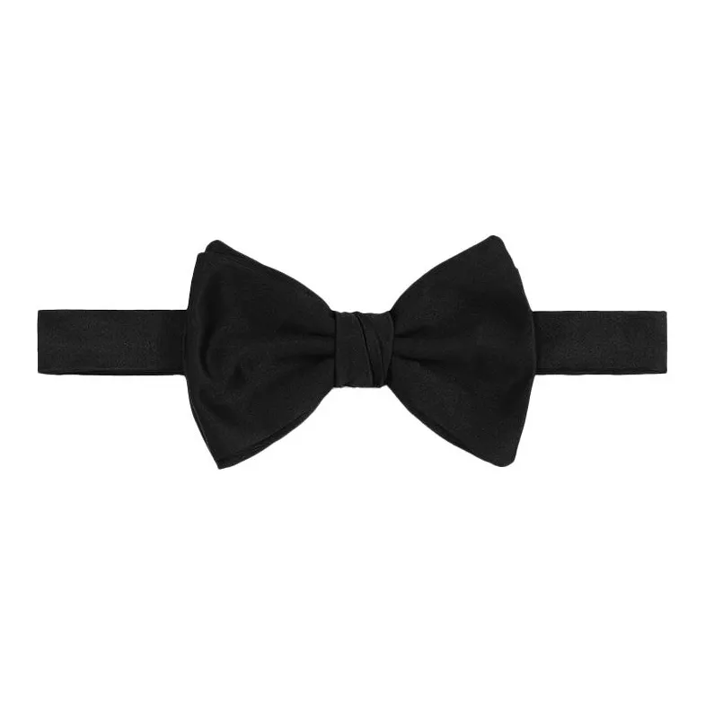 EMPORIO ARMANI Knotted Bow Tie In Micro textured Pure Silk-0