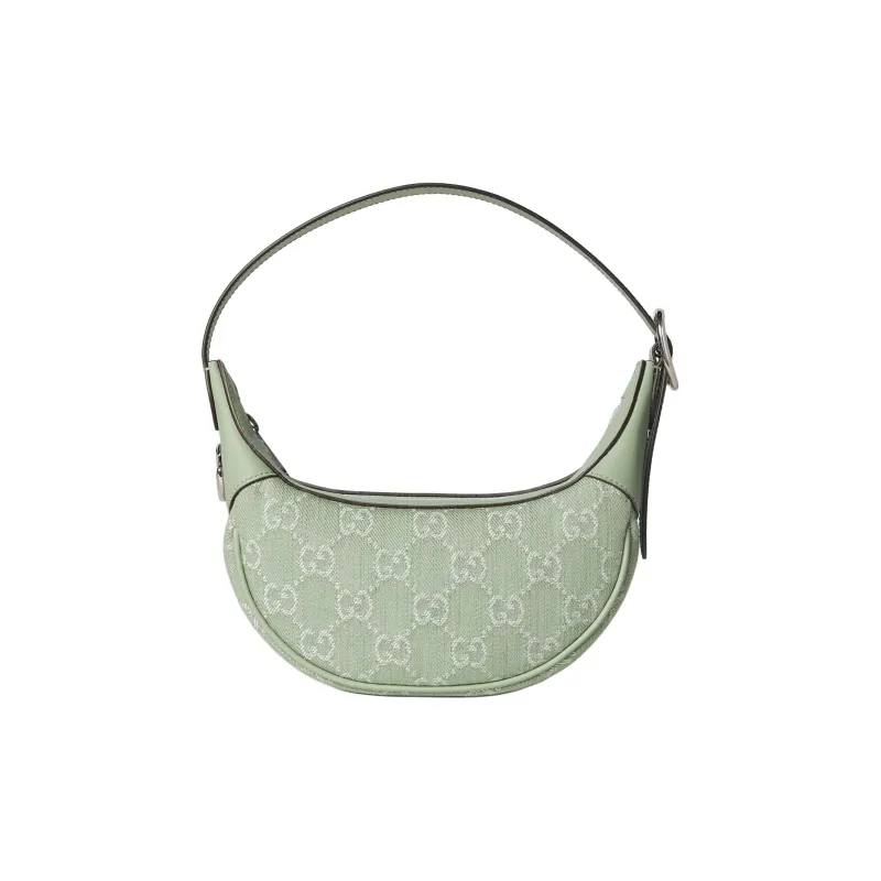 GUCCI Ophidia Denim With Leather Trim Handbag Mini Women's Light Green-0