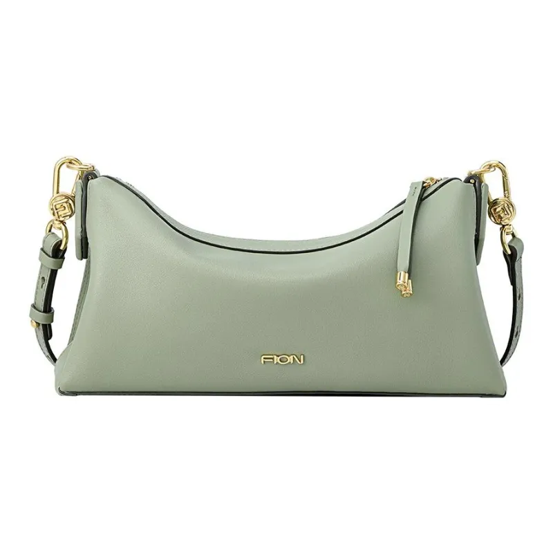 FION Cow Leather Shoulder Bag, Crossbody Bag Medium Size Women's Mung Bean Brown-0