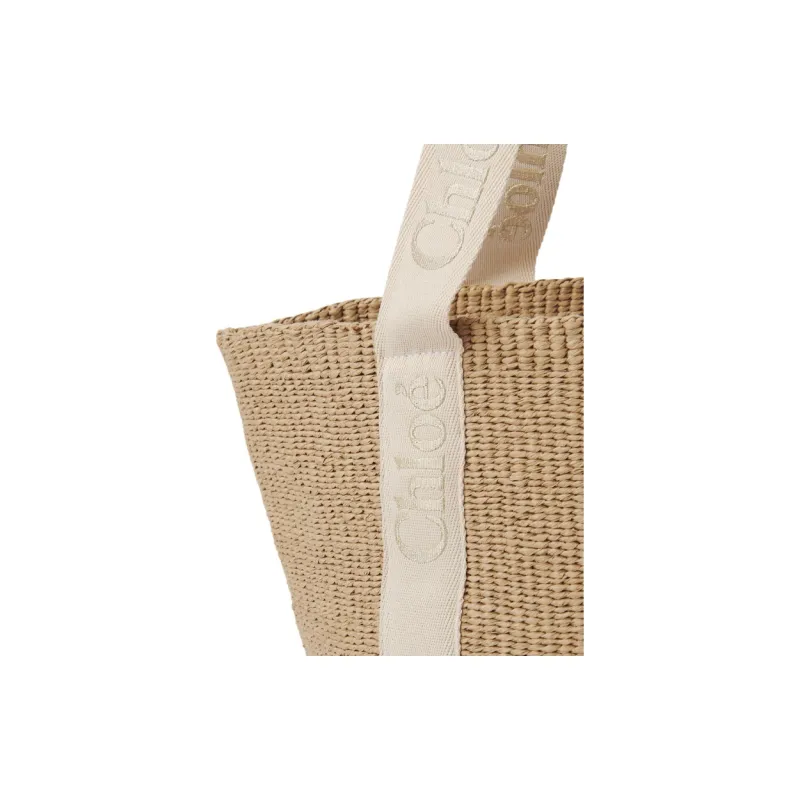 Chloe Woody Paper & Lurex Webbing One Shoulder Handbag Tubas Women's Gold-3