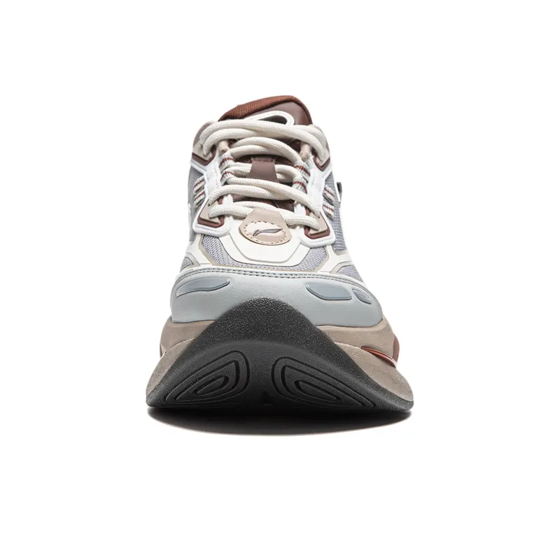 LiNing Project* Ethereal Space Cushioning Anti Slip And Wear Resistant Low Top Casual Shoes Women's Gray White-4