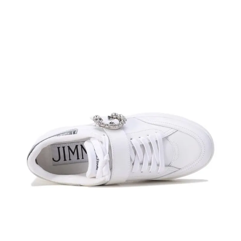 Jimmy Choo Osaka Lace Up Low Top Stylish Skateboarding Shoes Women's White-3