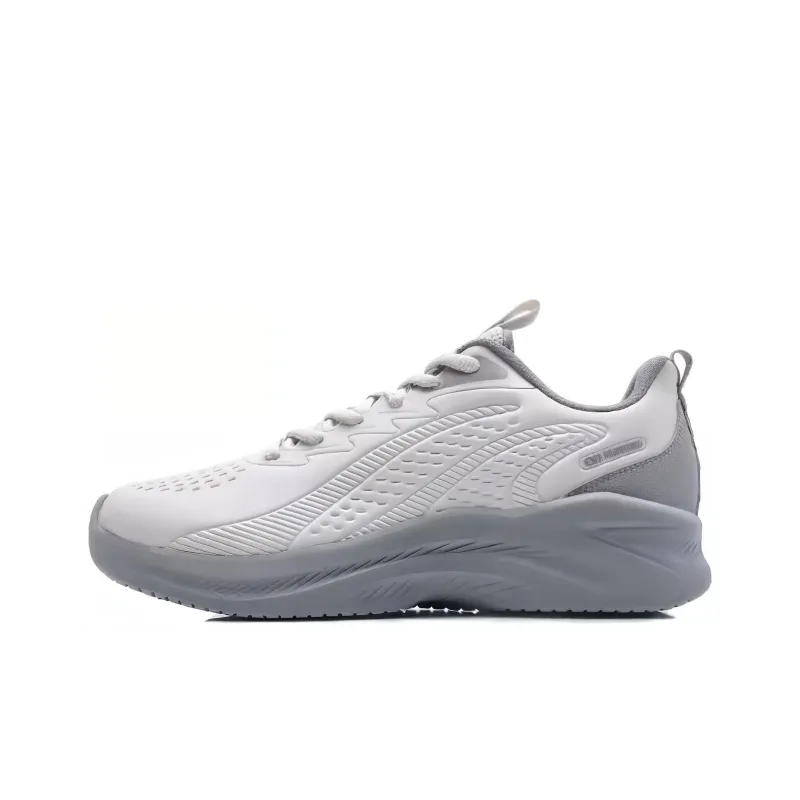 QIAODAN Anti Slip Wear Resistant Low Top Running Shoes Men's Light Gray-0