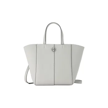 TORY BURCH McGraw Litchi Grain Leather Tote Bag Shopping Bag Shoulder Bag Crossbody Bag Handbag Women's Feather Gray