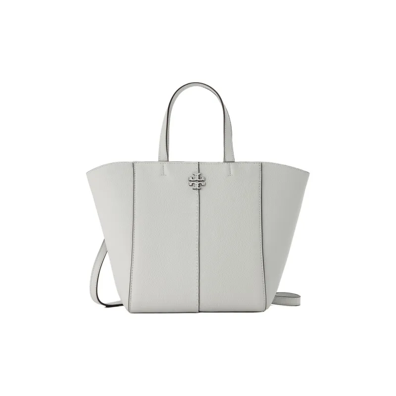 TORY BURCH McGraw Litchi Grain Leather Tote Bag Shopping Bag Shoulder Bag Crossbody Bag Handbag Women's Feather Gray-0