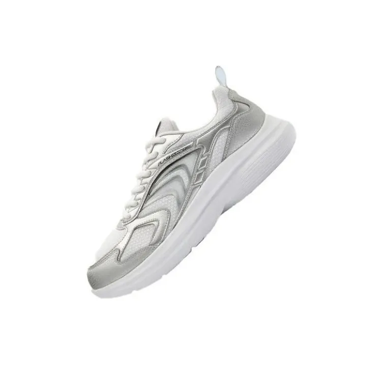 QIAODAN Cushioned Slip-Resistant Low-Top Running Shoes Men's Silver-3