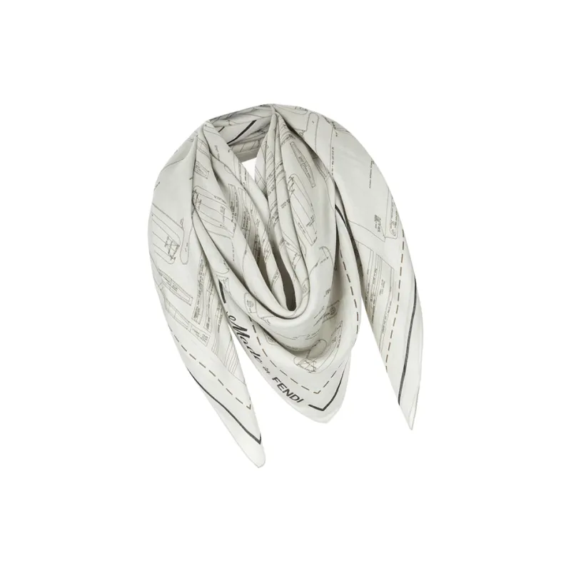 FENDI Silk Scarves Unisex White-1
