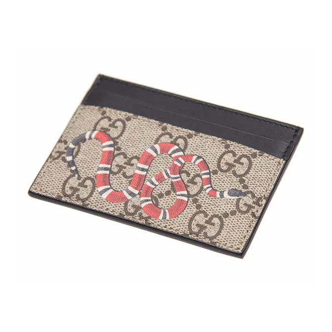 GUCCI Canvas With Leather Card Holder Card Holder Men's Ebony & Black-2