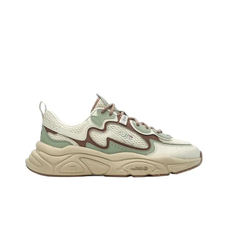FILA MARS 1S+ LE Cushioning Anti Slip And Wear Resistant Low Top Casual Shoes Women's Beige White Green-1