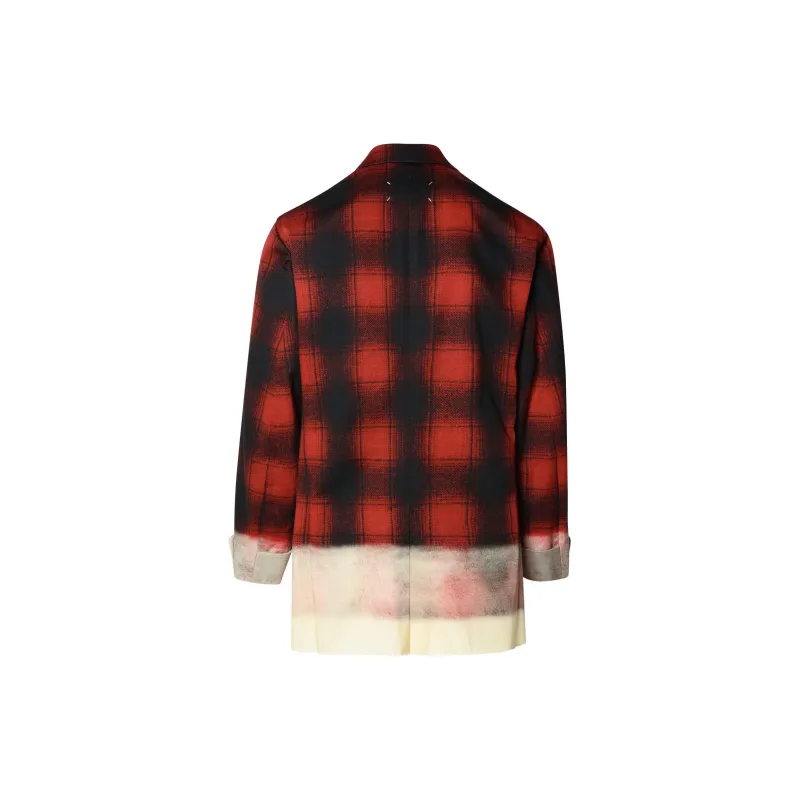 Maison Margiela Pendleton Checked Frayed Hem Jacket-1