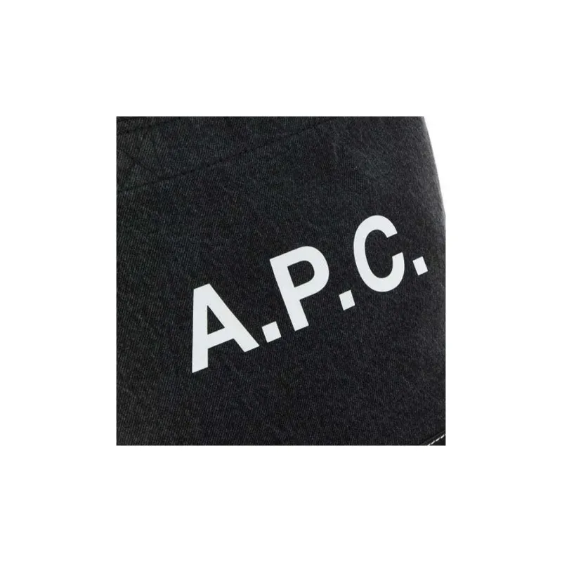 A.P.C Fabric Leather One Shoulder Handbags Small Size Men's Black-3