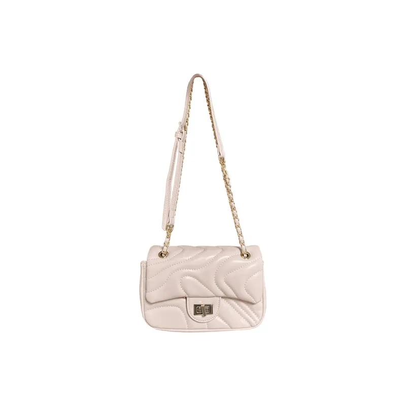 Jade En Plus Niche Texture PU Shoulder Bag, Crossbody Bag Regular Women's White/Apricot/Black-8