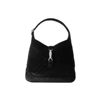 GUCCI Jackie 1961 Velvet Shoulder Bag Women's Black