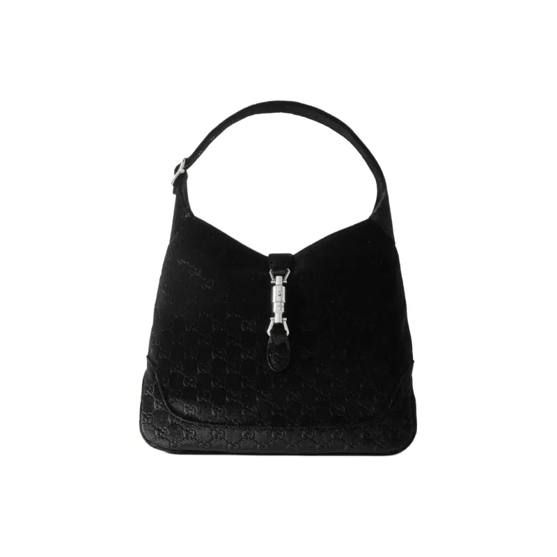 GUCCI Jackie 1961 Velvet Shoulder Bag Women's Black-0