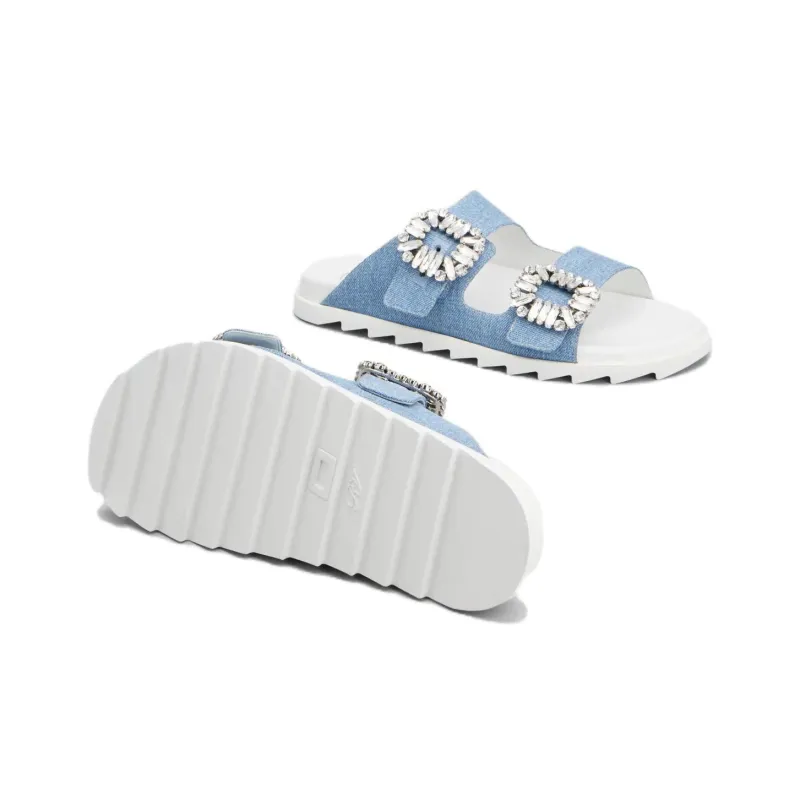 Roger Vivier Slide Slippers Women's Blue-4