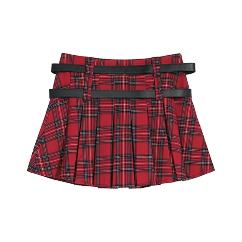 ETSE Casual Short Skirts Women's Red-1