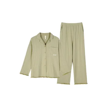 Song Qianya Pajama Set Women's Green Fringe Edge