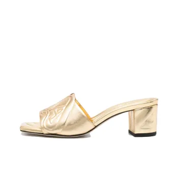 Alexander McQueen The Seal Emboosed Metallic Sandals Women's