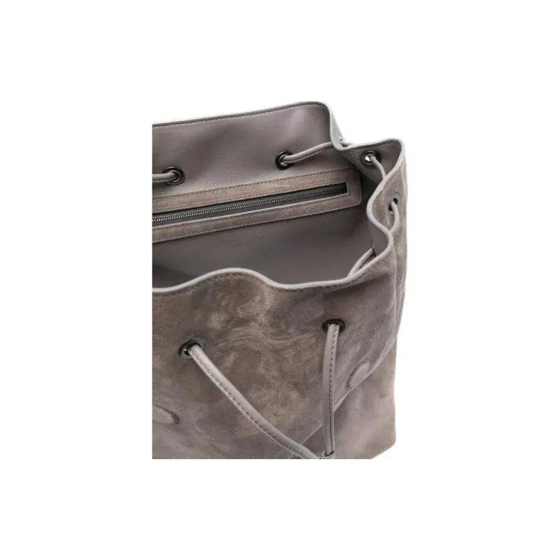 Brunello Cucinelli Debossed-logo Suede Backpack-3