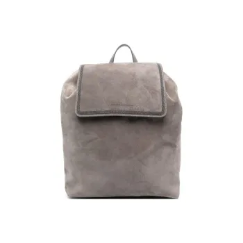 Brunello Cucinelli Debossed-logo Suede Backpack