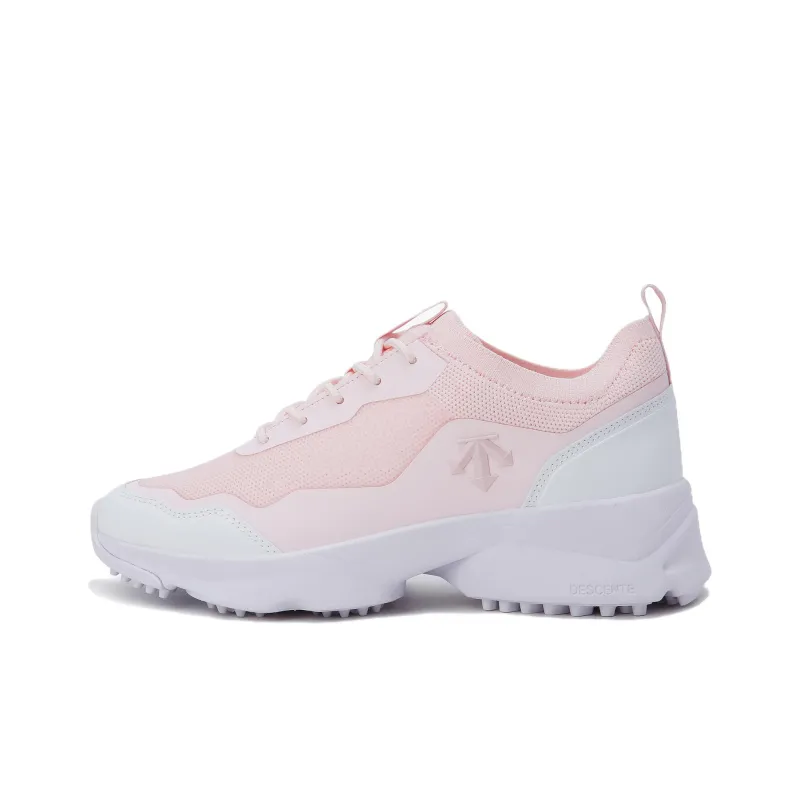 DESCENTE Lace Cushioning Anti Slip Wear Resistant Breathable Height Increasing Mid Top Golf Shoes Women's Pink-0