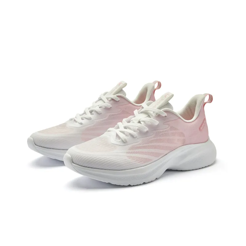 QIAODAN Light LITE Breathable And Lightweight Low Top Sprint Running Shoes Women's White Pink-2