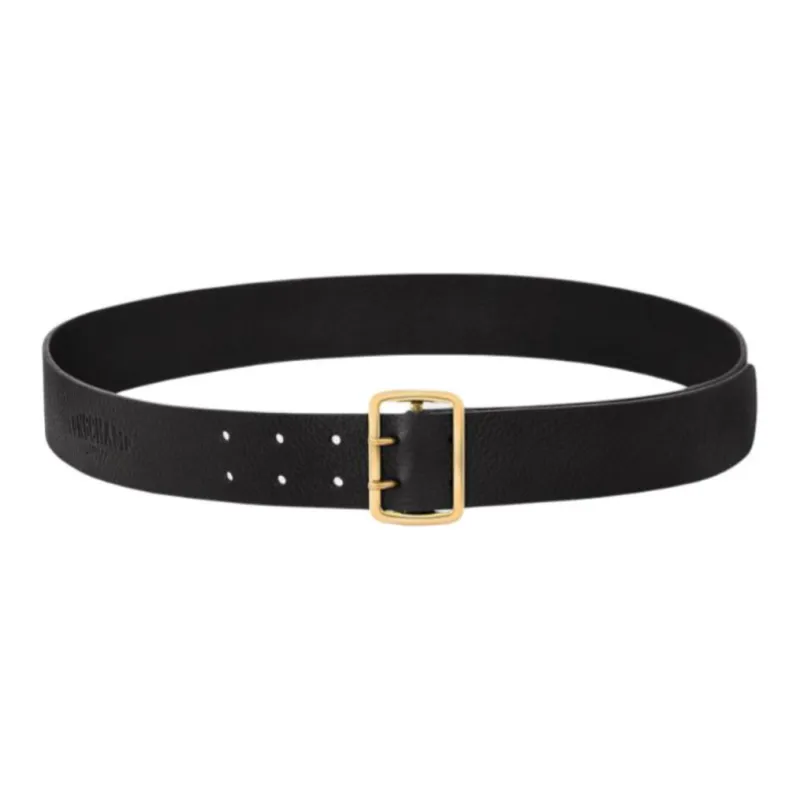 LONGCHAMP Solid Color Design Pin Buckle Leather Belts Women's Black Width: 4CM-0