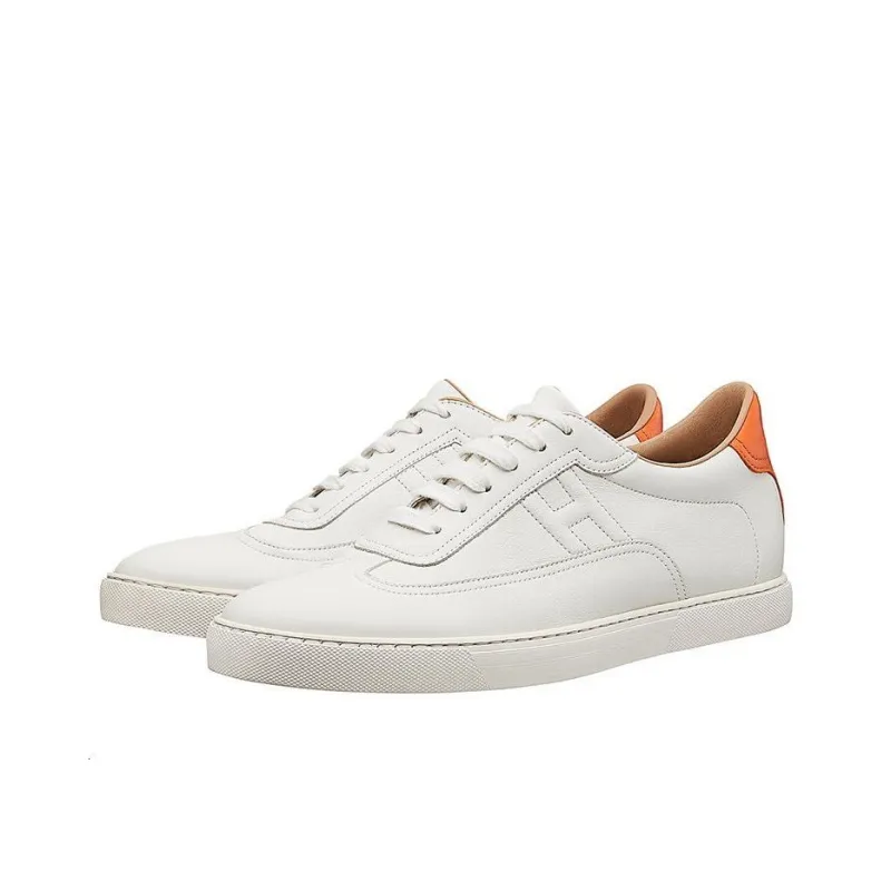 HERMES Quicker Low Top Stylish Skateboarding Shoes Men's White Orange-2