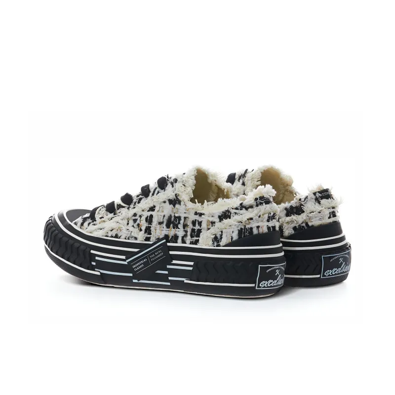 Excelsior Viennetta Tweed Canvas Shoes Unisex Low Top White/Gold-2