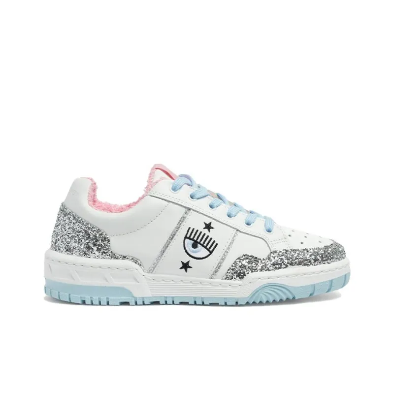 CHIARA FERRAGNI CF 1 Stylish Skateboarding Shoes Women's White Silver-1
