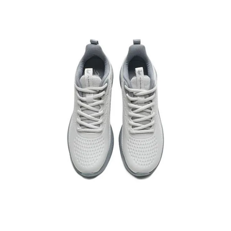 QIAODAN Anti Slip Wear Resistant Low Top Running Shoes Men's Light Gray-2