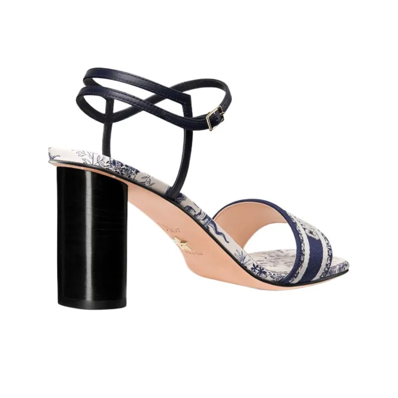 DIOR Dway One Strap Sandals 8cm Women's White Blue-3
